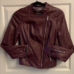 Burgundy Trendy Biker Jacket